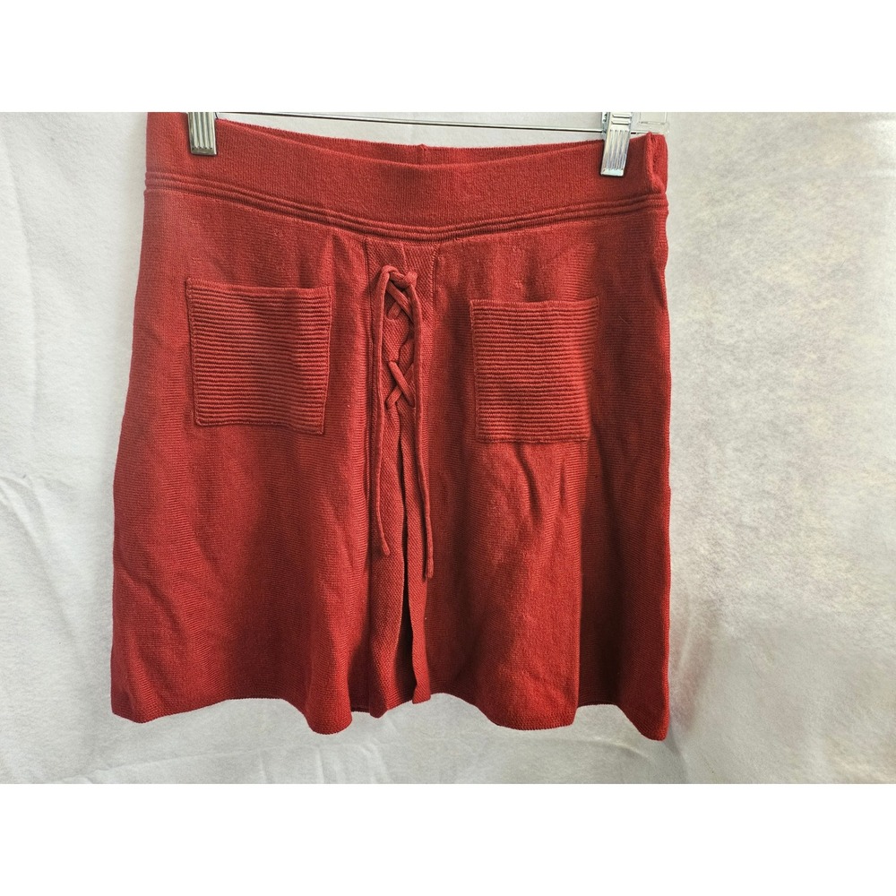 Candies Red Knit Mini Skirt Lace Up Front Pockets Small